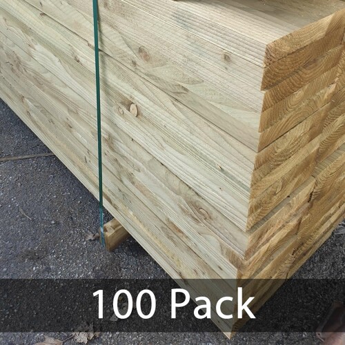 2.4m (8ft) Tanalised Timber Board Pack (100pcs)