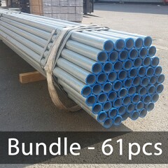 BUNDLE (61pcs) of 21ft Scaffold Tube - Galv 48.3mm o/d, 4mm Wall
