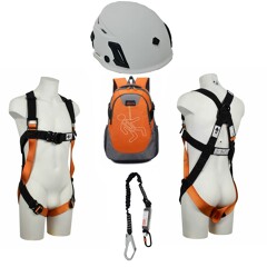 ARESTA Scaffolder Harness Kit - Double Point - 1 Elasticated Lanyard + Helmet Bundle