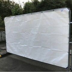 Flame Retardant Fence Panel Tarpaulin - 1.76m x 3.41m White 200gsm