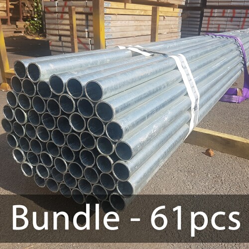 BUNDLE (61pcs) of 4ft Hi Yield Scaffold Tube - Galv 48.3mm o/d, 3.2mm Wall